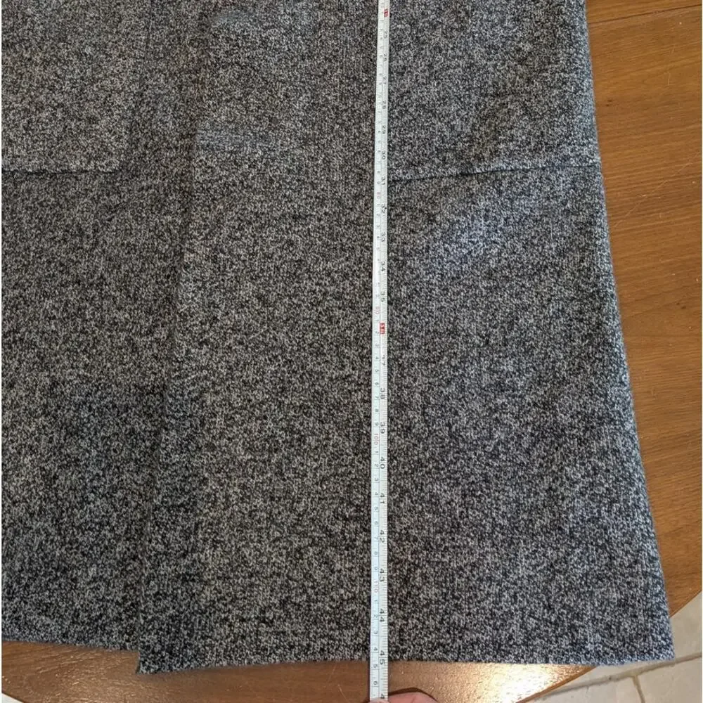 Zara Gray Flecked Knit 100% Wool Short Sleeve Coat Belted Vest, size L - Picture 5 of 8